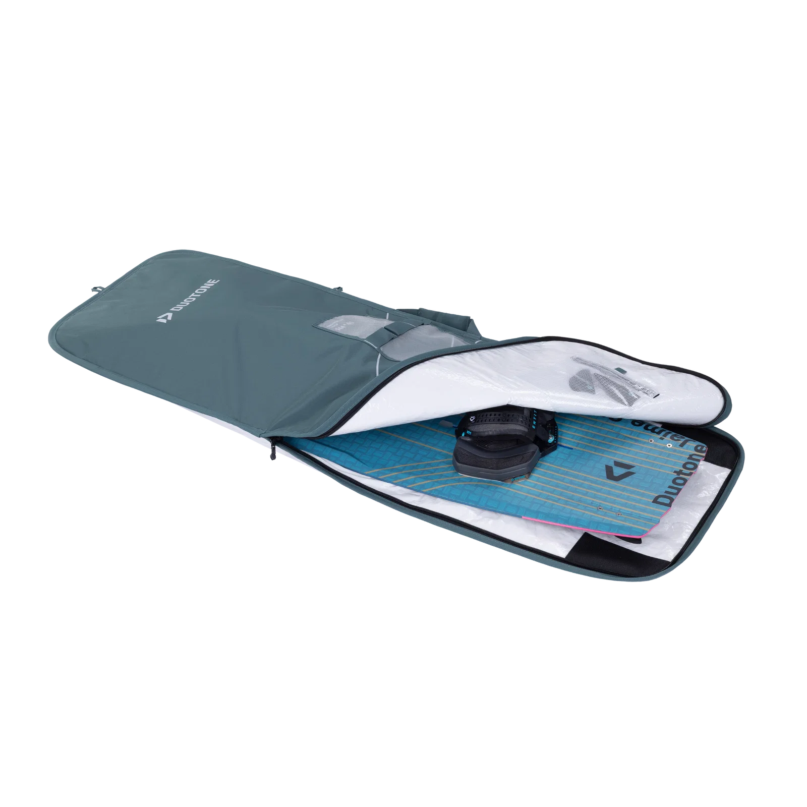 Funda protectora para tabla de kitesurf TwinTip Duotone Boardbag Single TwinTip 2026 en color verde pizarra Slate Green