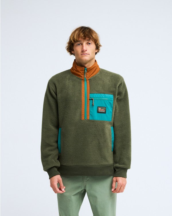 Forro polar con media cremallera para hombre Billabong Boundary Shore en color marrón