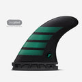 Set de quillas de surf Futures F6 Alpha Medium en compuesto texturizado gris carbono y detalles en verde lima