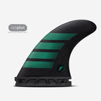 Set de quillas de surf Futures F6 Alpha Medium en compuesto texturizado gris carbono y detalles en verde lima