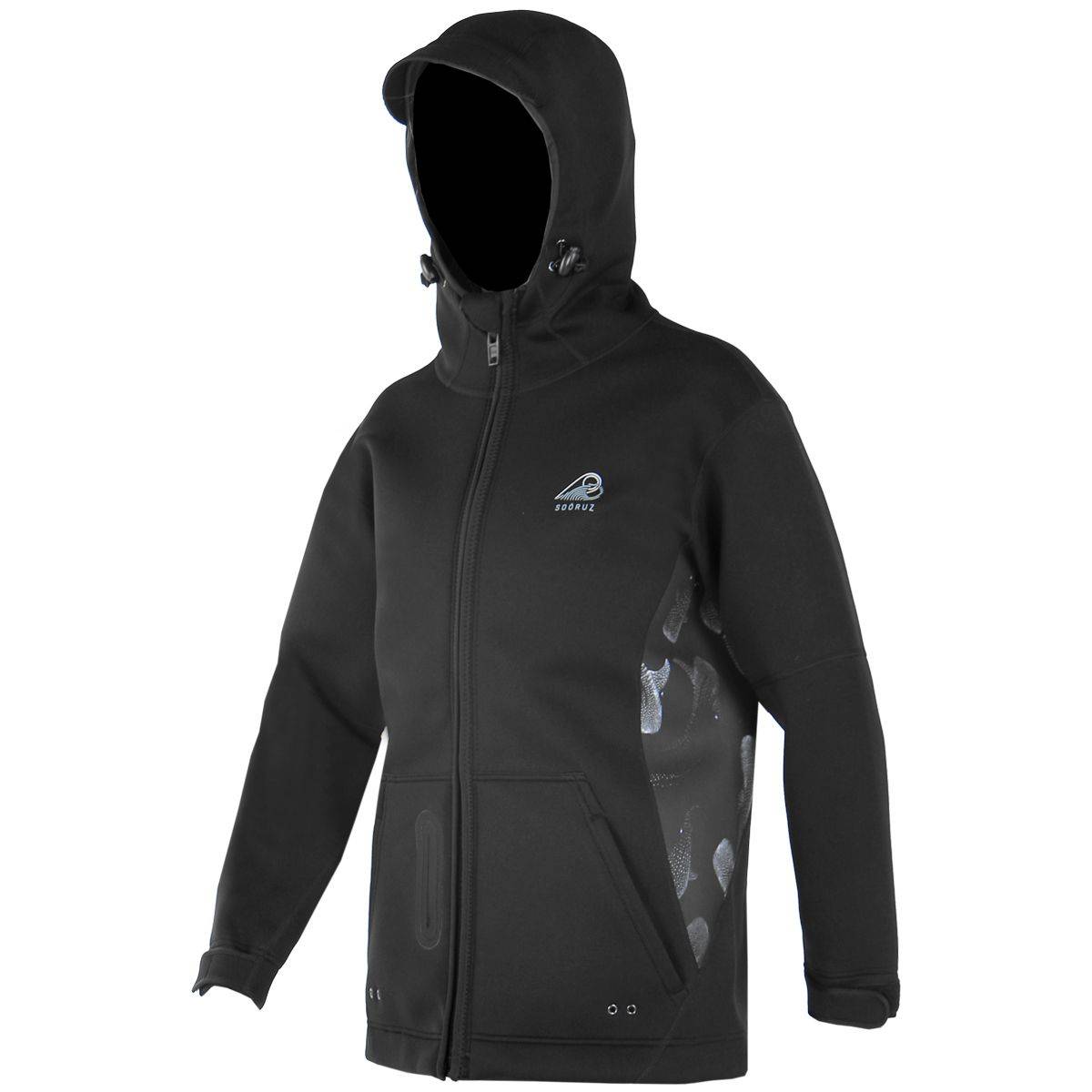 Chaqueta de neopreno cortavientos de 1mm con capucha y cremallera Soöruz Southside Zip color negro