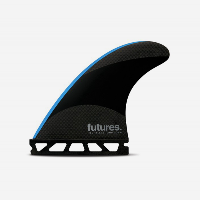 Set de quillas de surf Futures John John Florence Techflex Neon Blue Small en color azul neón y carbono
