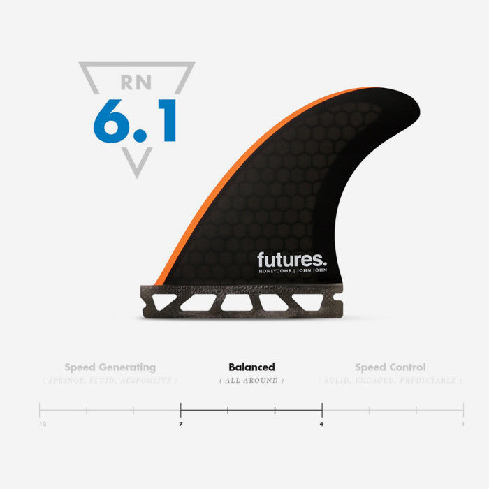 Set de quillas de surf Futures John John Florence Techflex Neon Orange XS en color naranja neón y carbono