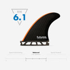 Set de quillas de surf Futures John John Florence Techflex Neon Orange XS en color naranja neón y carbono