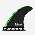 Set de quillas de surf Futures John John Florence Techflex Neon Green XS en color verde neón y carbono