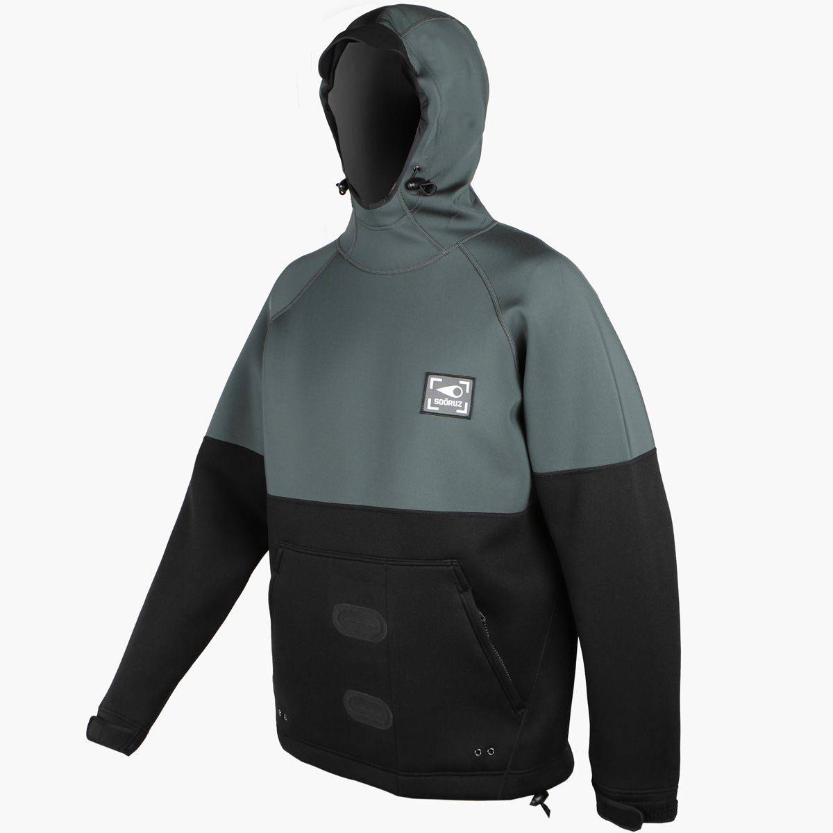 Chaqueta de neopreno cortavientos con capucha para hombre Soöruz Outside Bioprene color verde