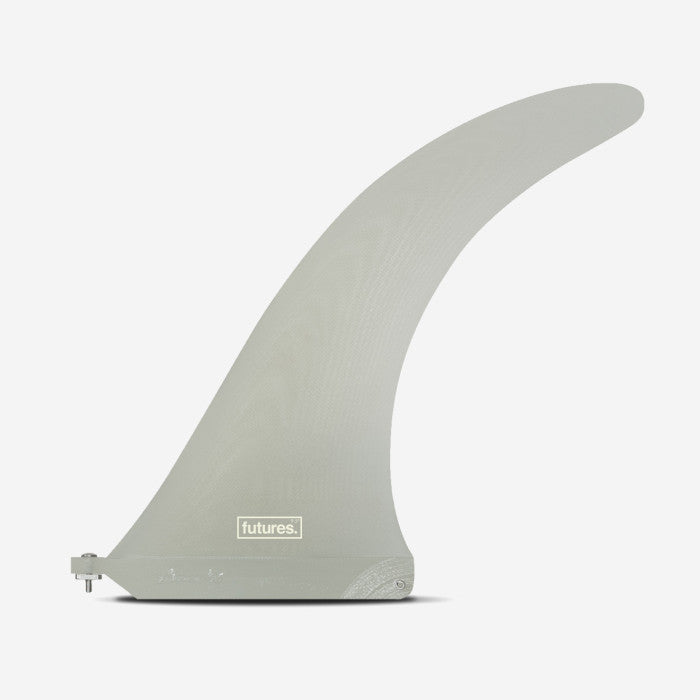 Quilla de longboard Single Fin de fibra de vidrio Captain Fin Co. Alex Knost Classic 9.5 pulgadas en color transparente translúcido