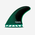 Set de quillas de surf Futures F6 Blackstix 3.0 Medium en color negro y verde translúcido