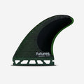 Set de quillas de surf Futures F8 Blackstix 3.0 Large en color negro y verde translúcido