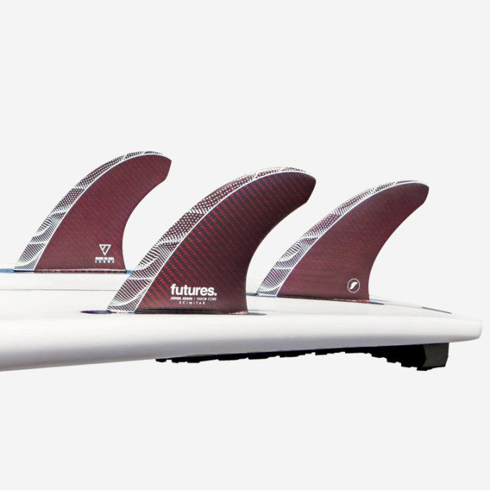 Set de quillas de surf Futures John John Florence Scimitar Vapor Core Large con punta recortada y diseño de carbono