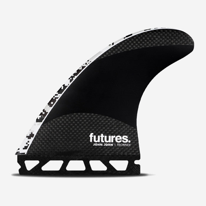 Set de quillas de surf Futures John John Florence Techflex White Medium en color blanco y carbono negro