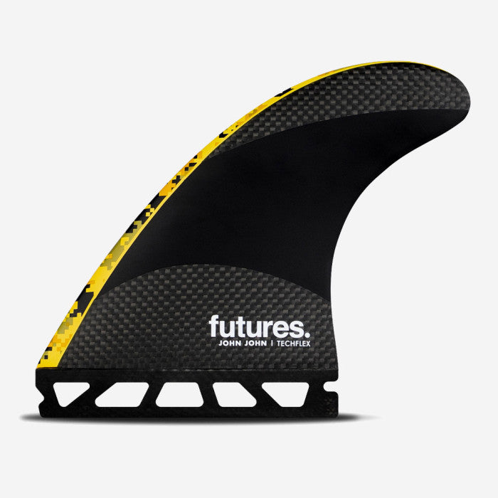 Set de quillas de surf Futures John John Florence Techflex Neon Yellow Medium en color amarillo neón y carbono