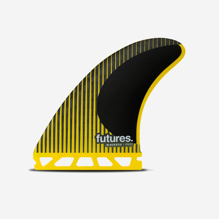 Set de quillas de surf Futures P8 Blackstix 3.0 Large en color negro y amarillo neón translúcido