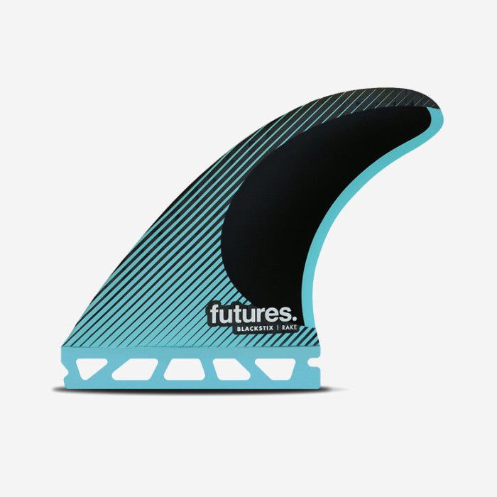 Set de quillas de surf Futures R4 Blackstix 3.0 Small en color negro y azul translúcido