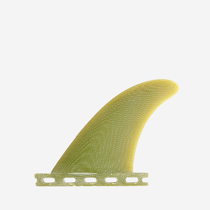 Set de quillas de surf Twin Fin de fibra de vidrio Captain Fin Co. Tyler Warren en color verde oliva translúcido