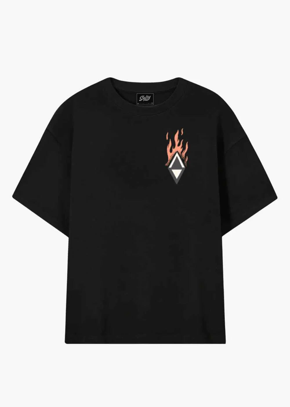 Camiseta de surf Salty Flame Tee con diseño gráfico de fuego en la espalda
