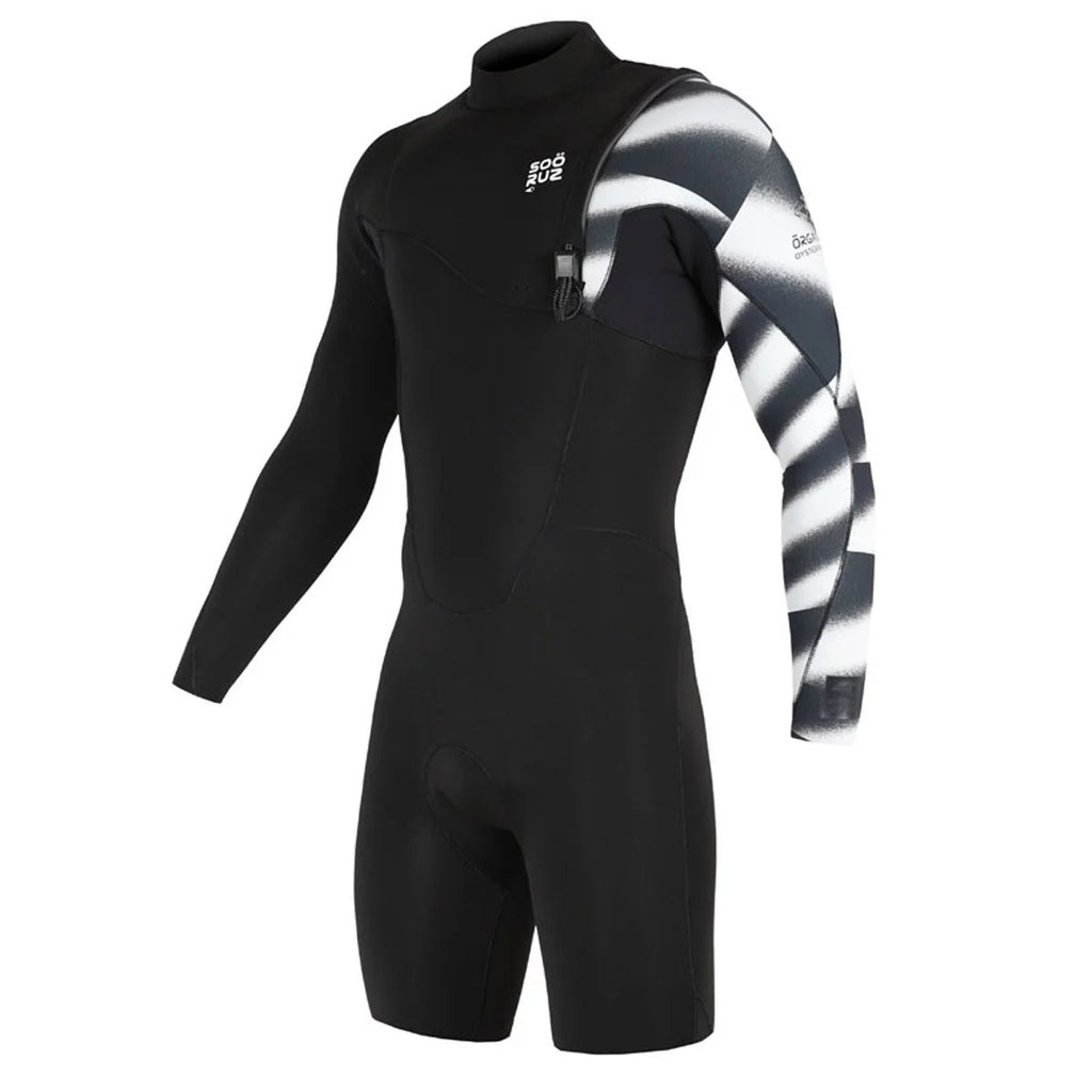 Traje de neopreno shorty de manga larga para hombre 2/2mm Soöruz Fighter Pro Zip Free sin cremallera color negro