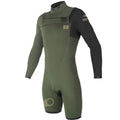 Traje de neopreno shorty de manga larga para hombre 3/2mm Soöruz Fighter Chest Zip color caqui