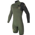 Traje de neopreno shorty de manga larga para hombre 3/2mm Soöruz Fighter Chest Zip color caqui