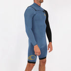 Traje de neopreno shorty de manga larga para hombre 3/2mm Soöruz Fighter Chest Zip color azul
