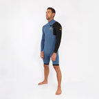 Traje de neopreno shorty de manga larga para hombre 3/2mm Soöruz Fighter Chest Zip color azul