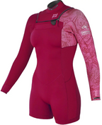 Traje de neopreno corto manga larga para mujer 2/2mm Soöruz Divine Front Zip color rosa