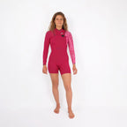 Traje de neopreno corto manga larga para mujer 2/2mm Soöruz Divine Front Zip color rosa