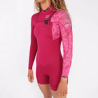 Traje de neopreno corto manga larga para mujer 2/2mm Soöruz Divine Front Zip color rosa