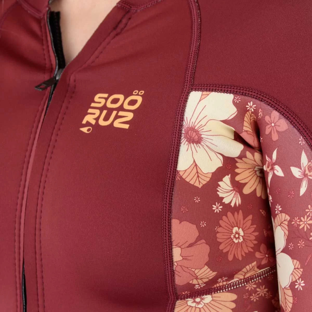 Traje de neopreno corto manga larga para mujer 1/1mm Soöruz Divine Mini Zip color rojo