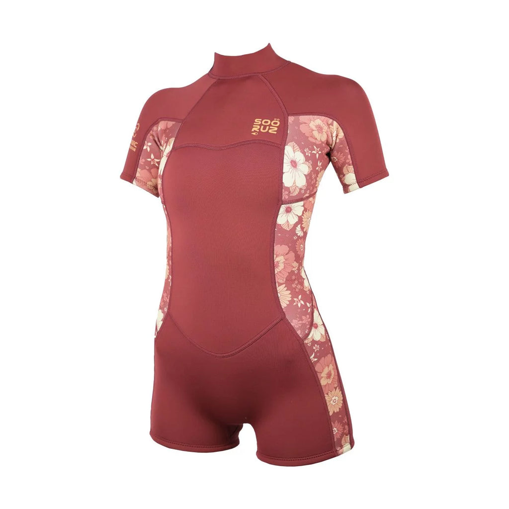 Traje de neopreno corto para mujer 2/2mm Soöruz Divine Back Zip color rojo