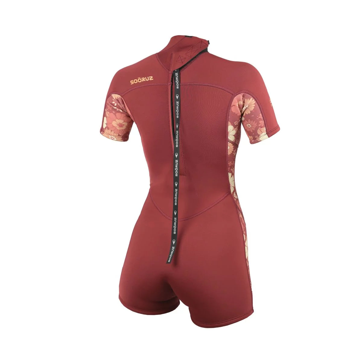 Traje de neopreno corto para mujer 2/2mm Soöruz Divine Back Zip color rojo