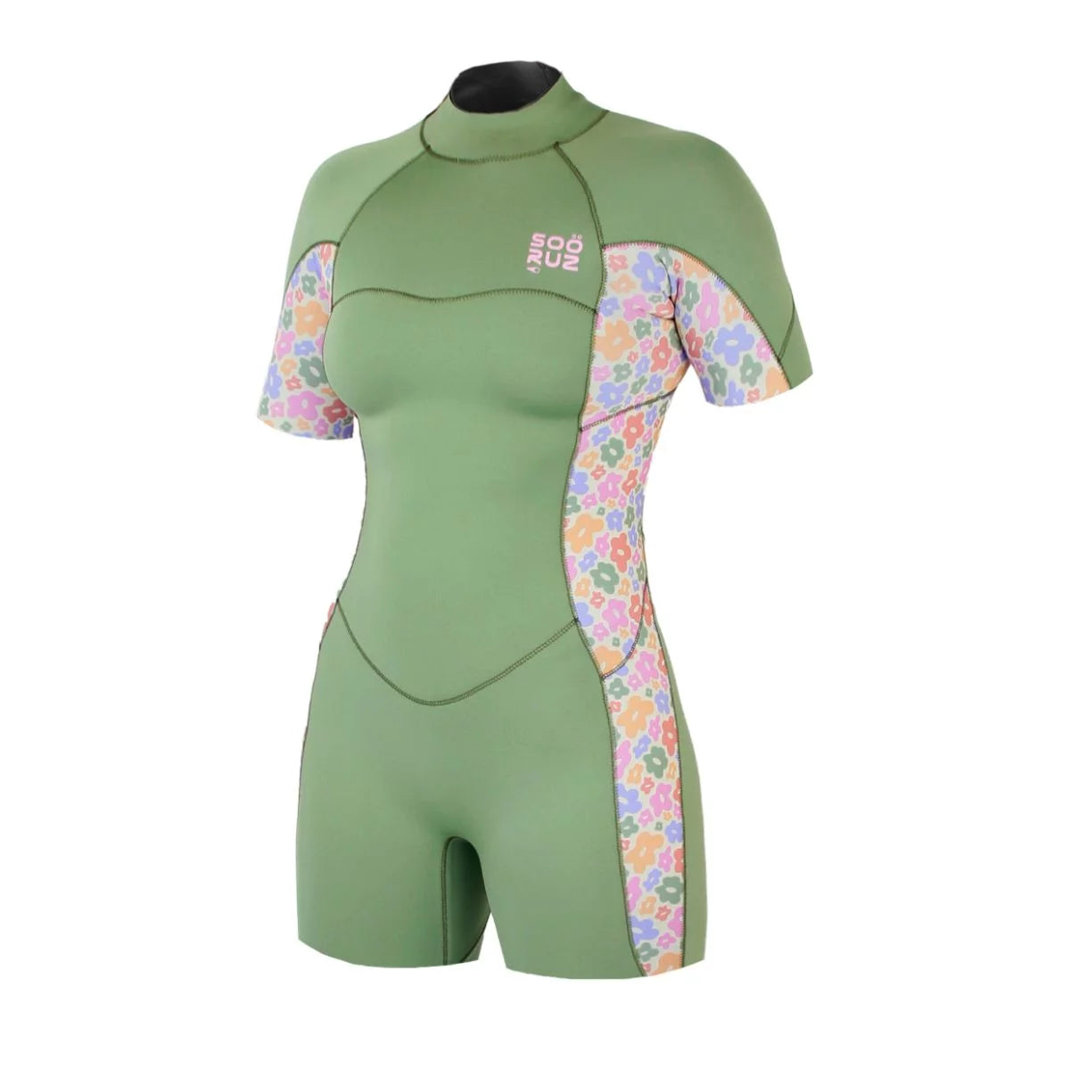 Traje de neopreno corto para mujer 2/2mm Soöruz Divine Back Zip color verde