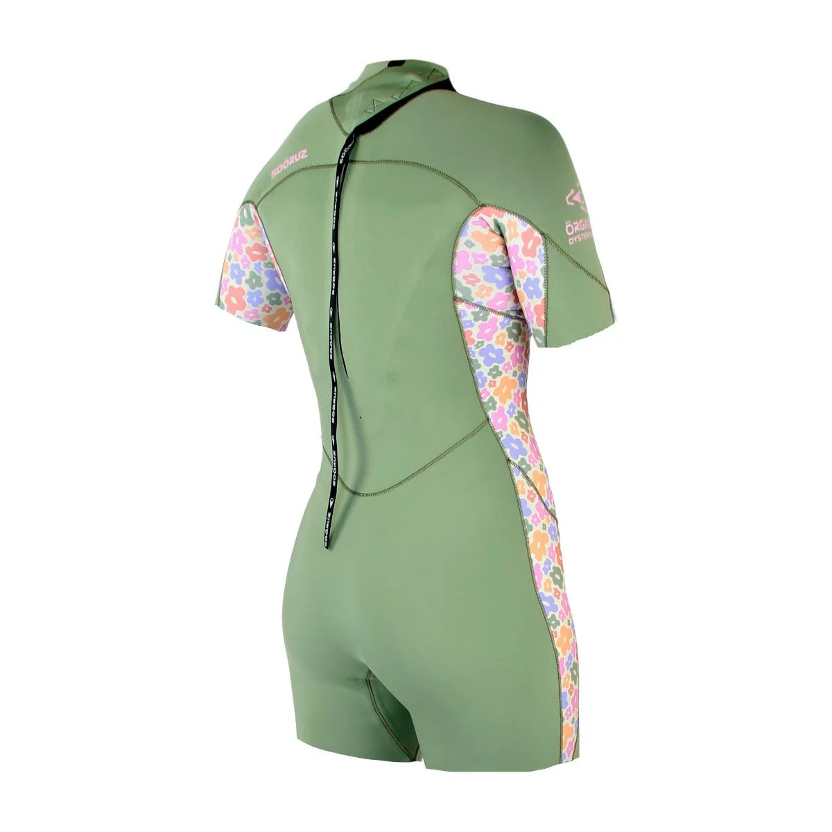 Traje de neopreno corto para mujer 2/2mm Soöruz Divine Back Zip color verde