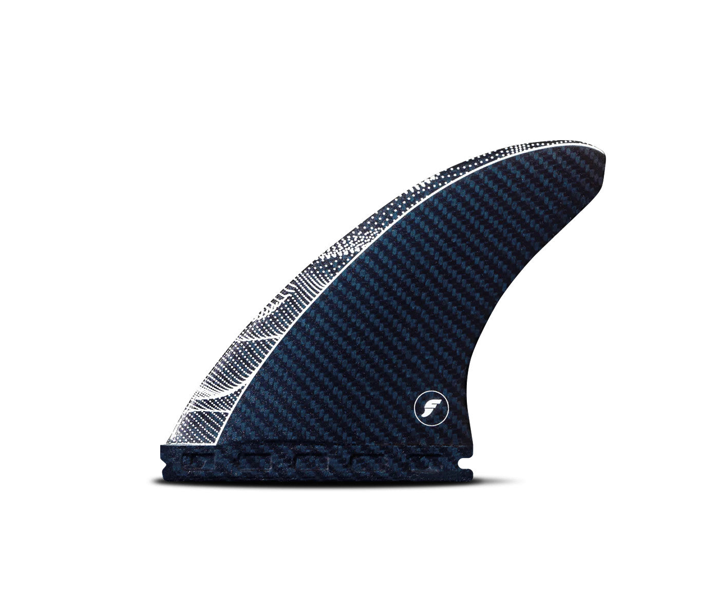 Set de quillas de surf Futures John John Florence Scimitar Vapor Core Medium en carbono y detalles azules