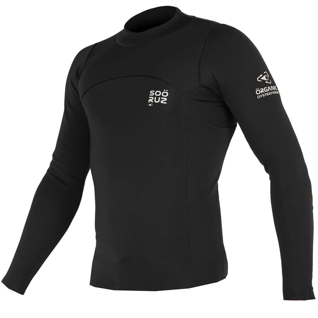 Top de neopreno de manga larga para hombre 1mm Soöruz Fighter Oysterprene color negro