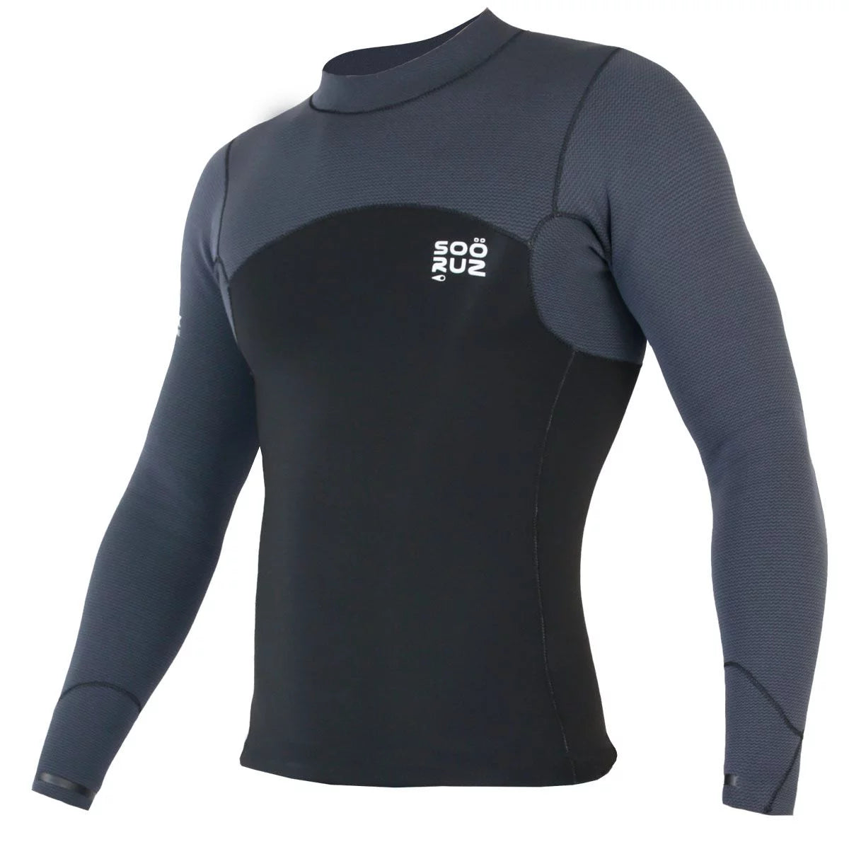 Camiseta térmica de neopreno manga larga para hombre Soöruz Guru 2 2 mm negra