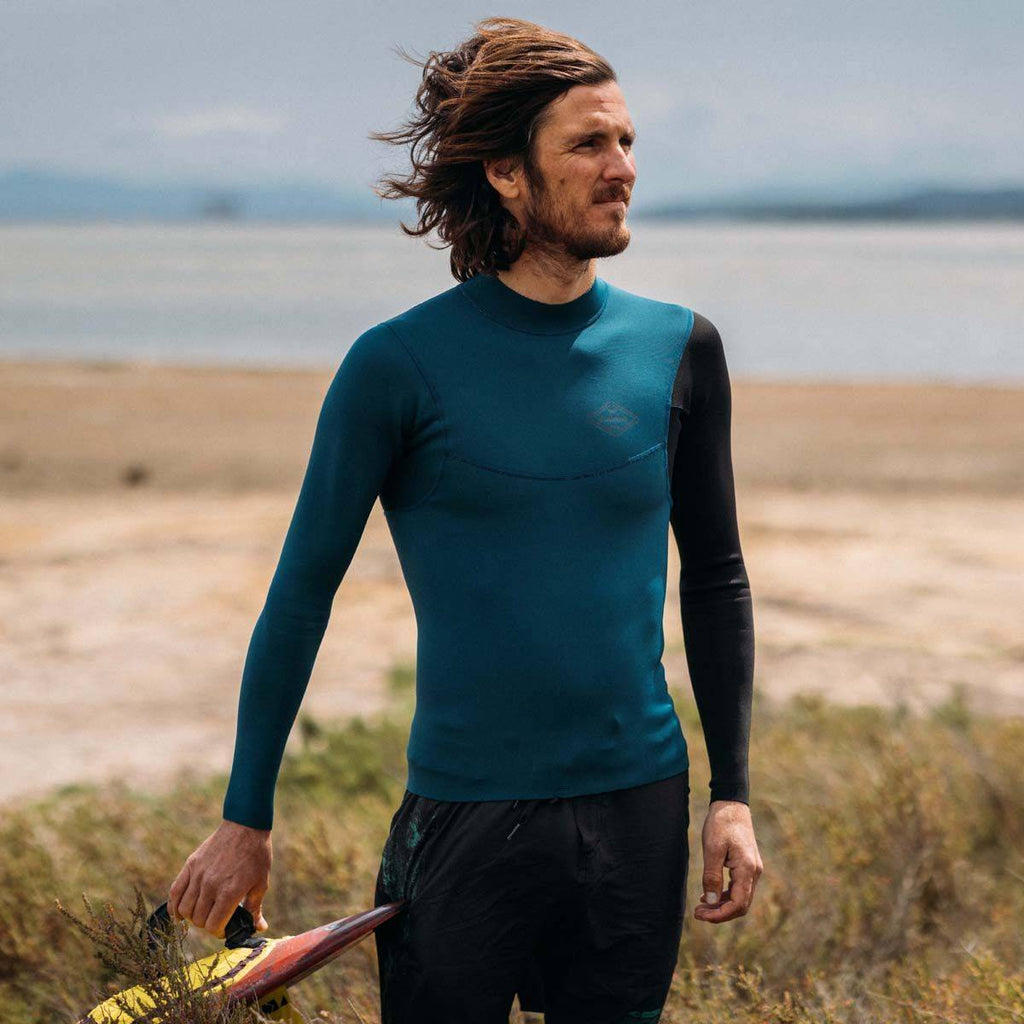 Top de neopreno de manga larga para hombre 1mm Soöruz Fighter color azul