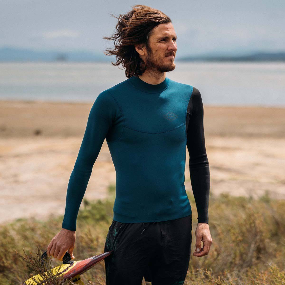 Top de neopreno de manga larga para hombre 1mm Soöruz Fighter color azul