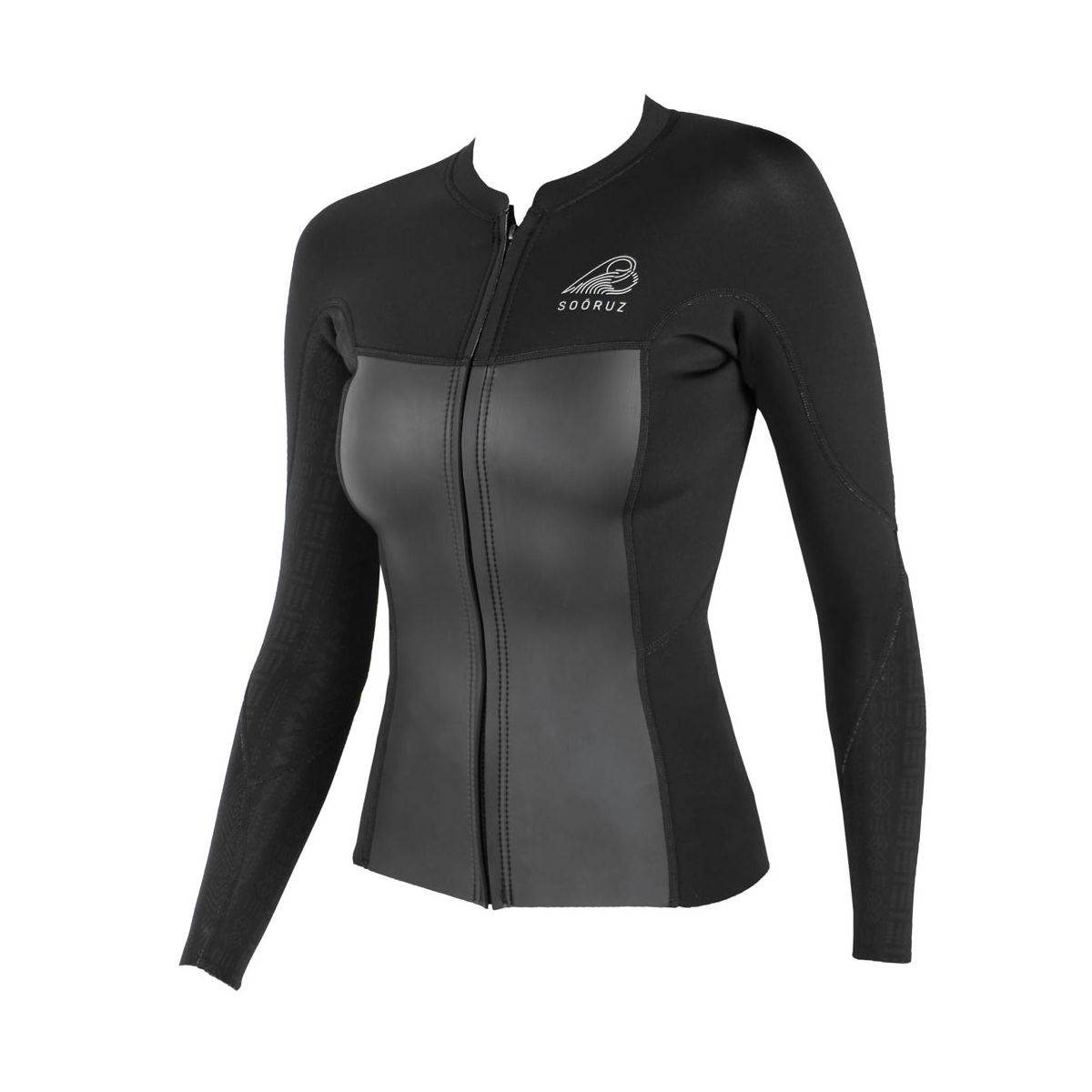 Chaqueta de neopreno de manga larga para mujer 2/1mm Soöruz Divine Front Zip color negro