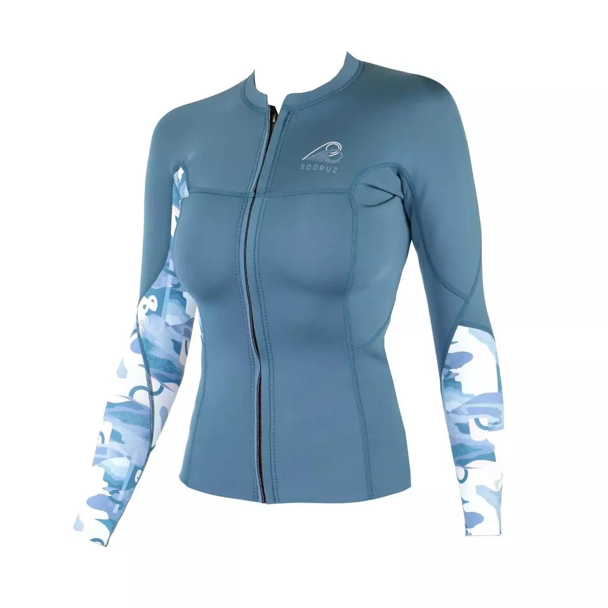 Chaqueta de neopreno de manga larga para mujer 2/1mm Soöruz Divine Front Zip color azul
