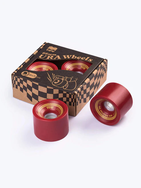 Juego de 4 ruedas oficiales de surfskate YOW URA Ketchup de 66 milímetros y dureza 82A