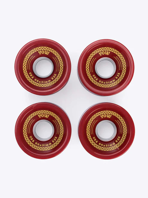 Juego de 4 ruedas oficiales de surfskate YOW URA Ketchup de 66 milímetros y dureza 82A