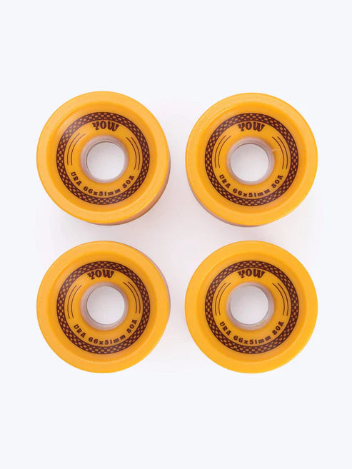 Juego de 4 ruedas oficiales de surfskate YOW URA Mustard de 66 milímetros y dureza 80A